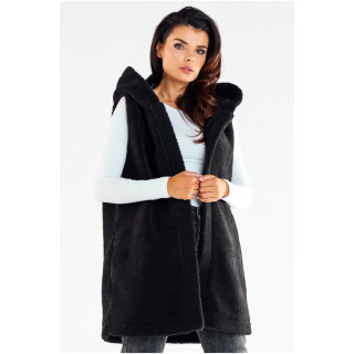 Vestă neagră caldă cu glugă