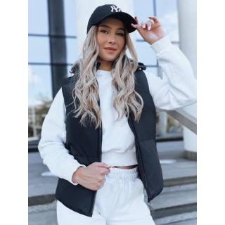 Vestă neagră de damă cu glugă