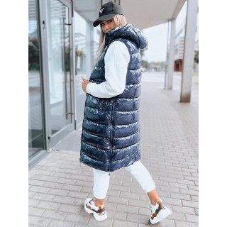 Vesta albastra lunga lucioasa