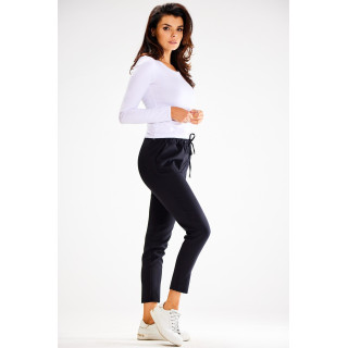 Pantaloni negri de dama cu talie elastica