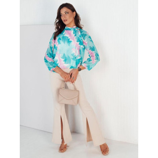 Bluză cu model mentă cu cravată la gât