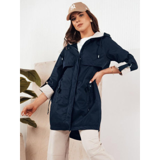 Parka de primăvară albastru închis cu glugă