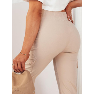 Pantaloni de dama bej cu buzunare cargo