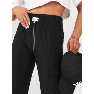 Pantaloni negri de dama cu buzunare cargo