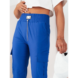 Pantaloni de dama albastri cu buzunare cargo