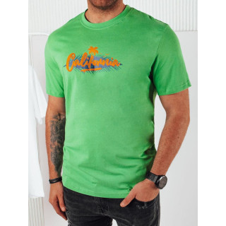 Tricou barbatesc din bumbac verde cu imprimeu