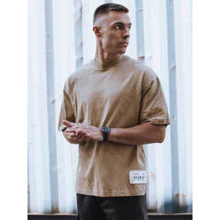 Tricou neted pentru bărbați, bej, cu plasture