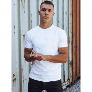 Tricou alb pentru bărbați cu imprimeu de craniu în relief