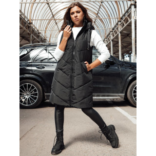 Vestă lungă matlasată pentru femei de culoare neagră