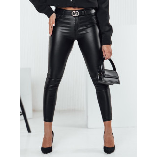 Pantaloni negri cerați de damă UY2318