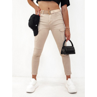 Pantaloni slim de dama de culoare bej UY2115