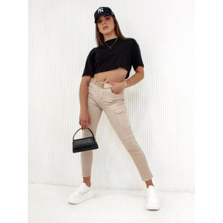 Pantaloni slim de dama de culoare bej UY2115