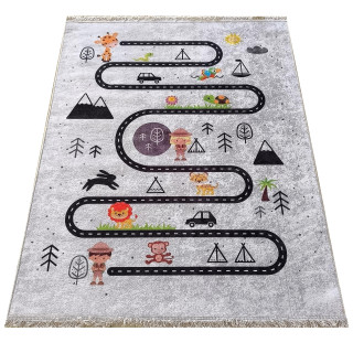 Covor gri cu motiv pentru copii