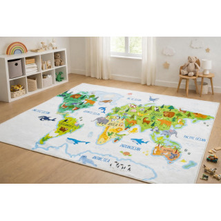 Covor pentru copii cu hartă și animale