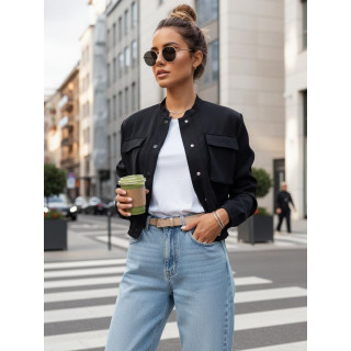 Geacă bomber neagră pentru femei TY4307