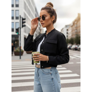 Geacă bomber neagră pentru femei TY4307