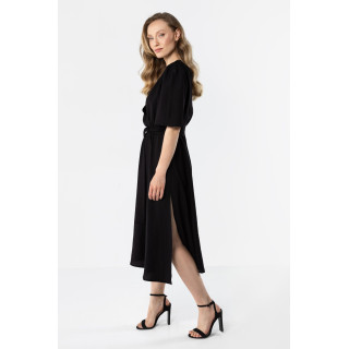 Rochie midi neagră pentru femei cu legături