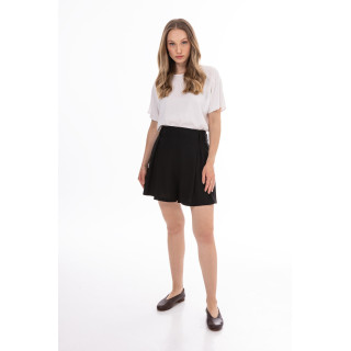 Pantaloni scurți negri din in pentru femei cu legături