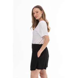 Pantaloni scurți negri din in pentru femei cu legături